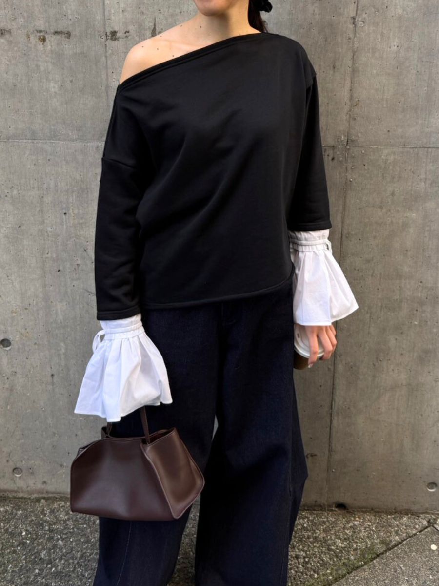 【予約販売】Mewl オフショルシャツスリーブスウェット M261-83011