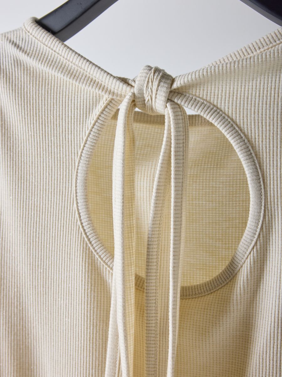 【予約販売】Mewl ラメリブバックリボンTOPS M261-87023