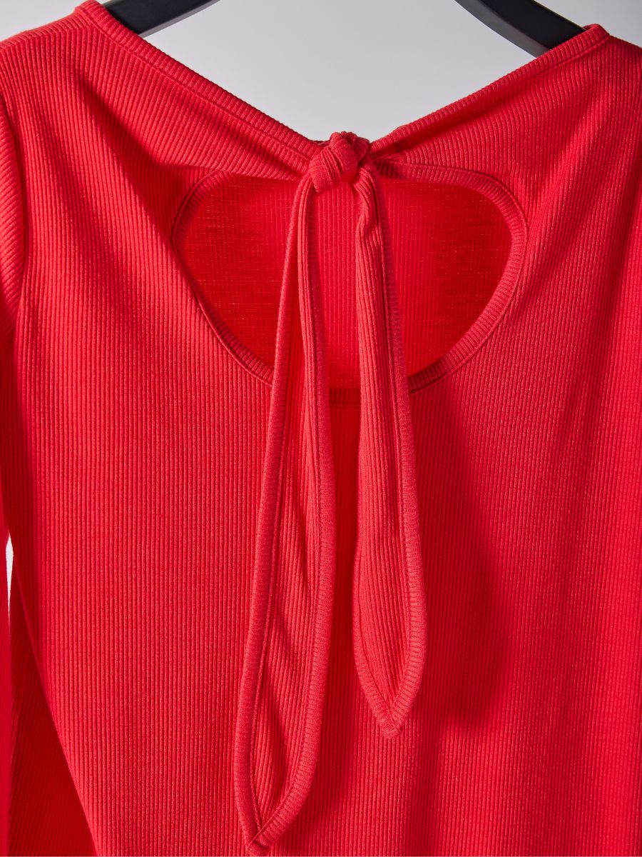 【予約販売】Mewl ラメリブバックリボンTOPS M261-87023