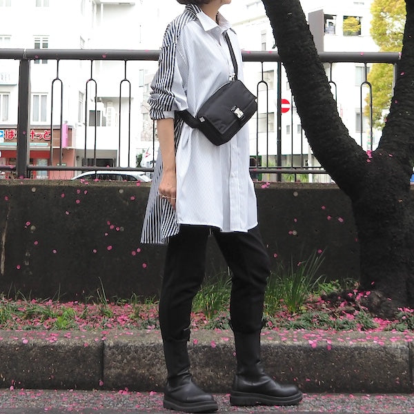 SUPERTHANKS 無地×ストライプ アウトサイド切り替えシャツ Outsider Shirt〔40%OFF〕
