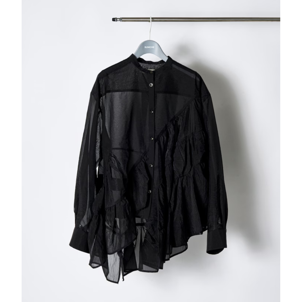 RUMCHE Sheer Gathered Blouse R25A10604