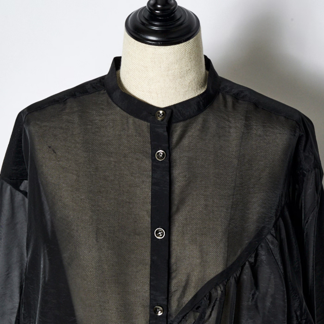 RUMCHE Sheer Gathered Blouse R25A10604