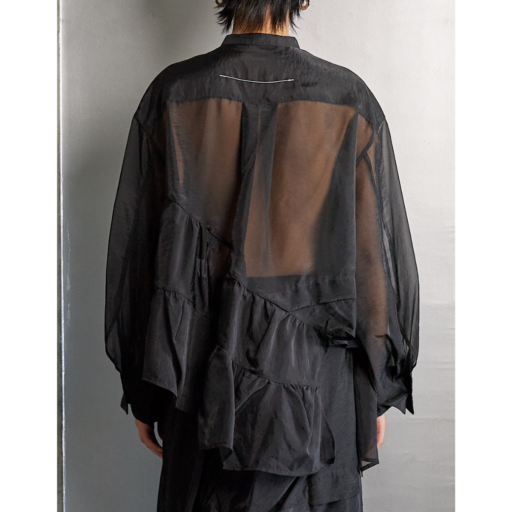 RUMCHE Sheer Gathered Blouse R25A10604