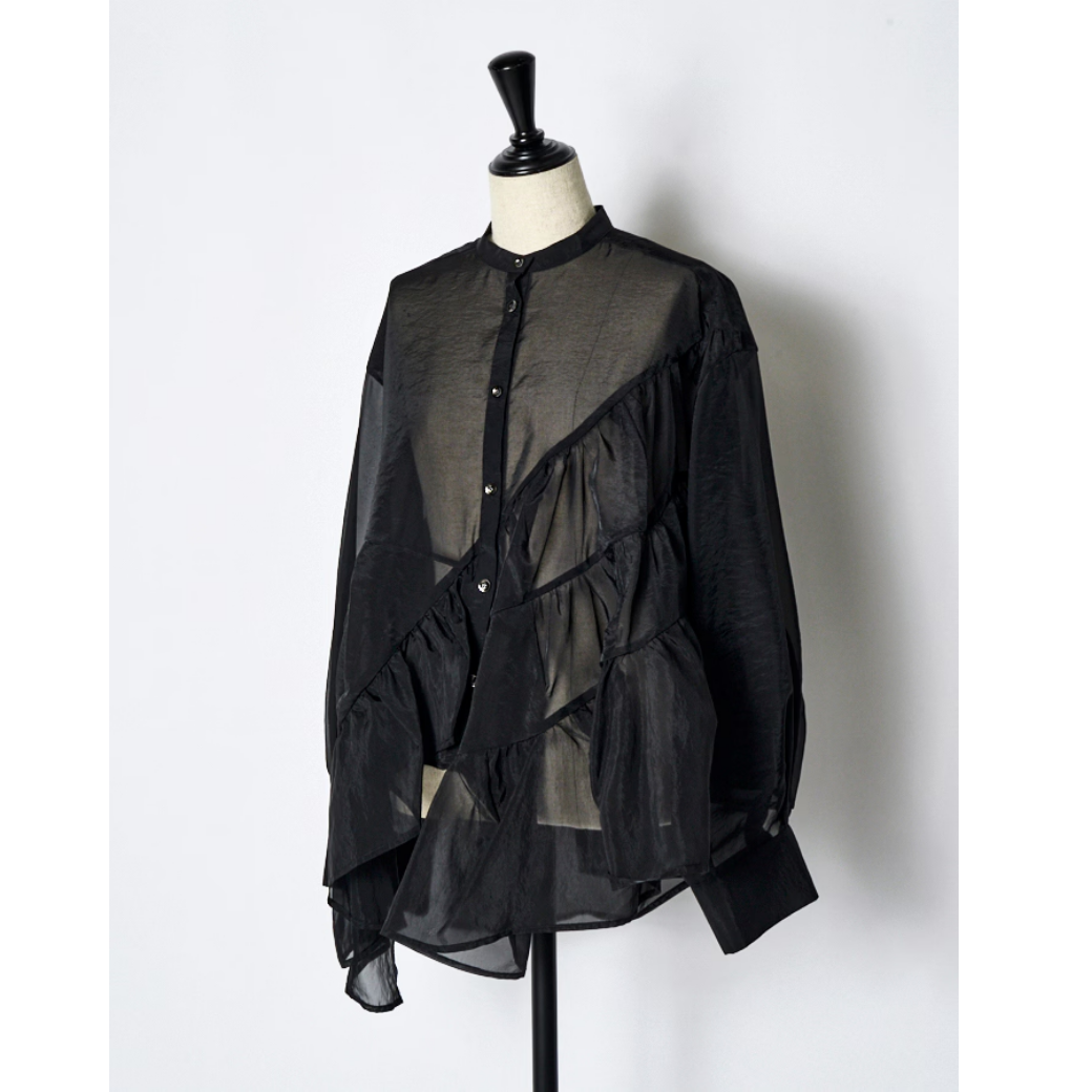 RUMCHE Sheer Gathered Blouse R25A10604