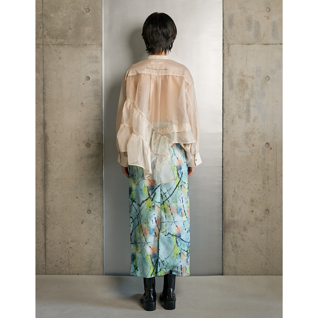 RUMCHE Sheer Gathered Blouse R25A10604