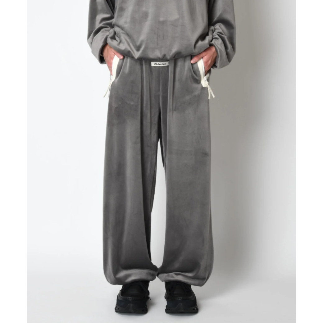 SUPERTHANKS Velour barrel leg line pants CS02
