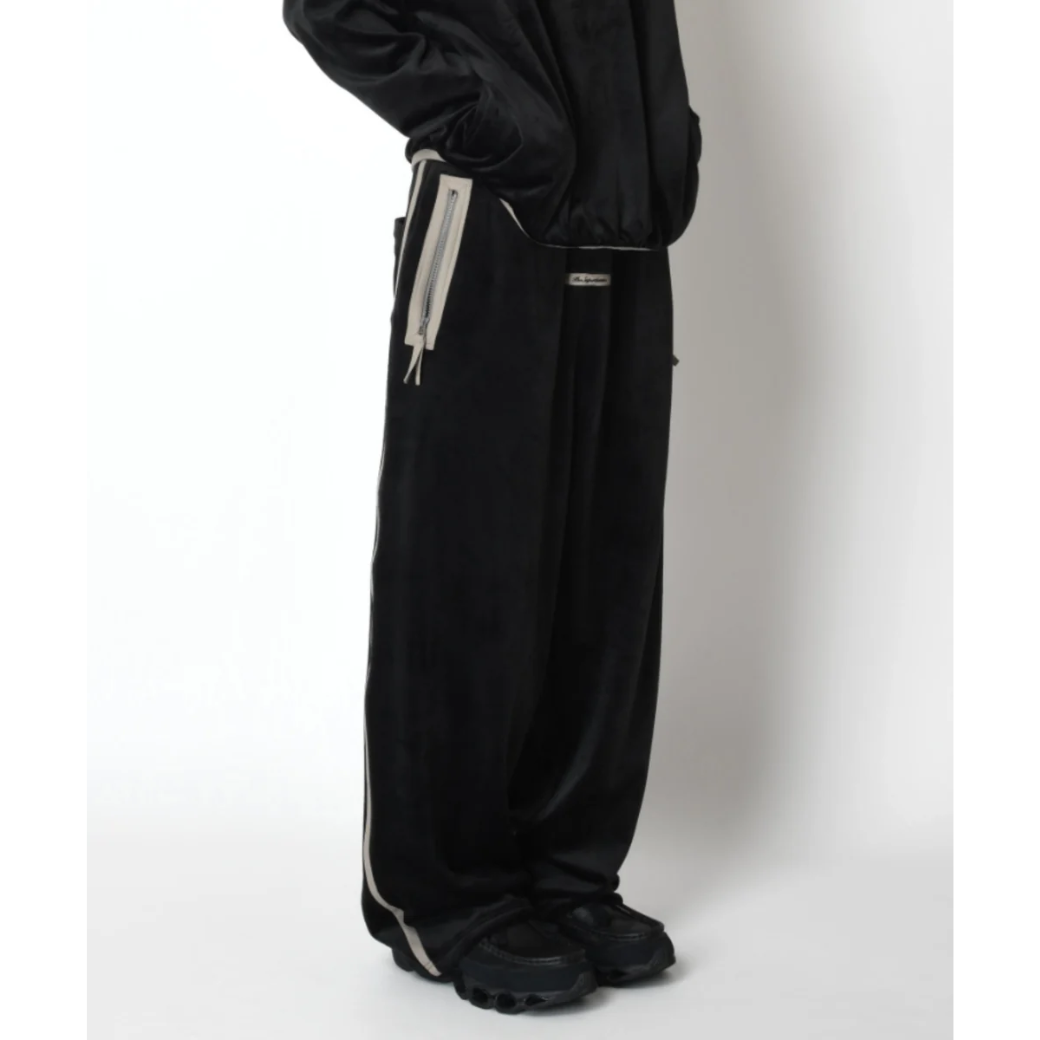 SUPERTHANKS Velour barrel leg line pants CS02