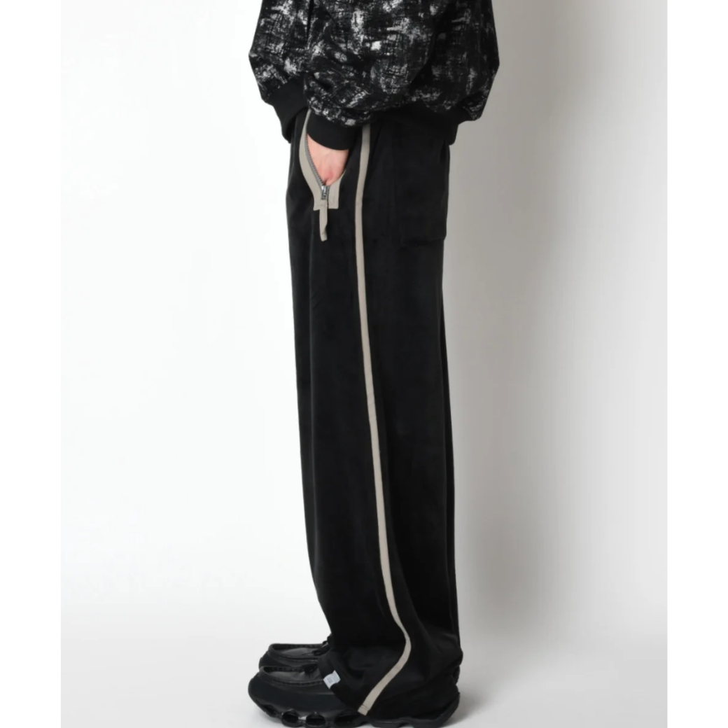 SUPERTHANKS Velour barrel leg line pants CS02