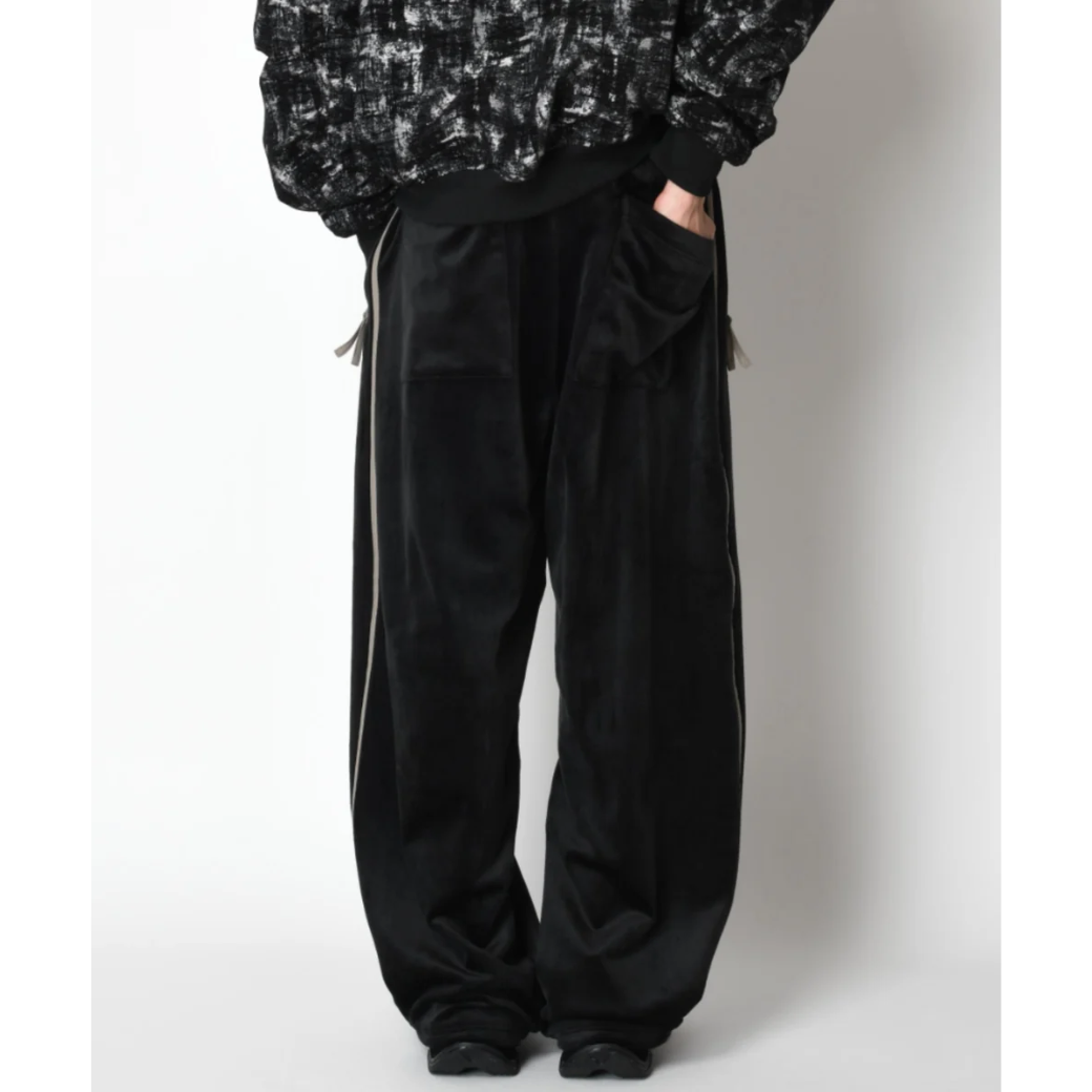 SUPERTHANKS Velour barrel leg line pants CS02