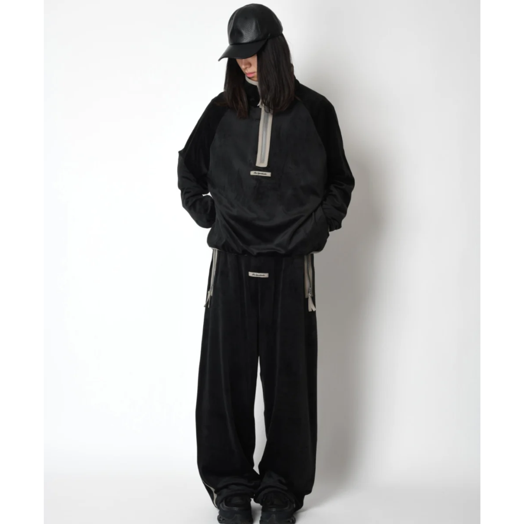 SUPERTHANKS Velour barrel leg line pants CS02