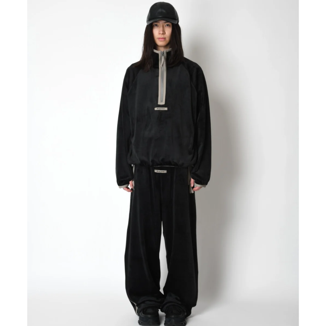 SUPERTHANKS Velour barrel leg line pants CS02
