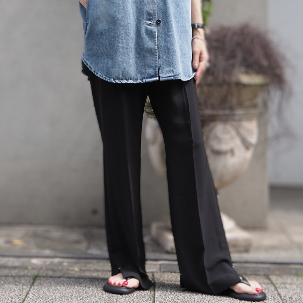 YENN ウエストリブステップヘムパンツ36