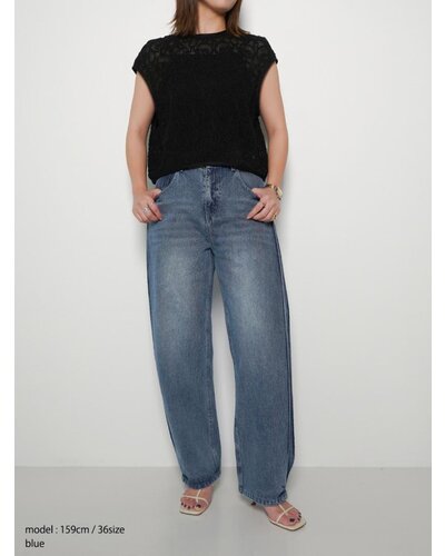 YENN SIDE PLEATED DENIMPT Y243-31045-3