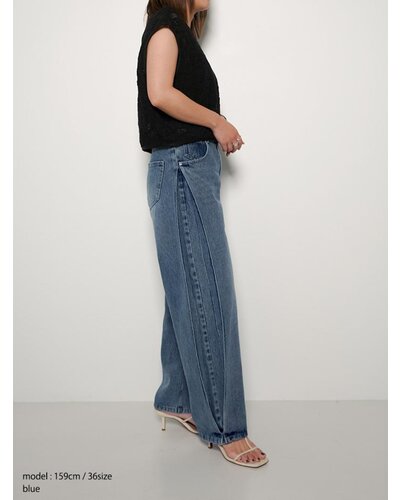 YENN SIDE PLEATED DENIMPT Y243-31045-3