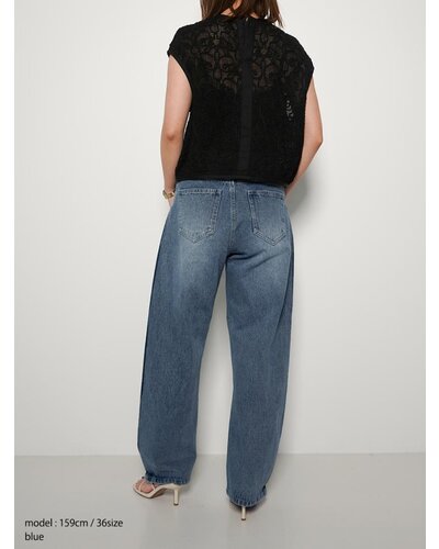 YENN SIDE PLEATED DENIMPT Y243-31045-3