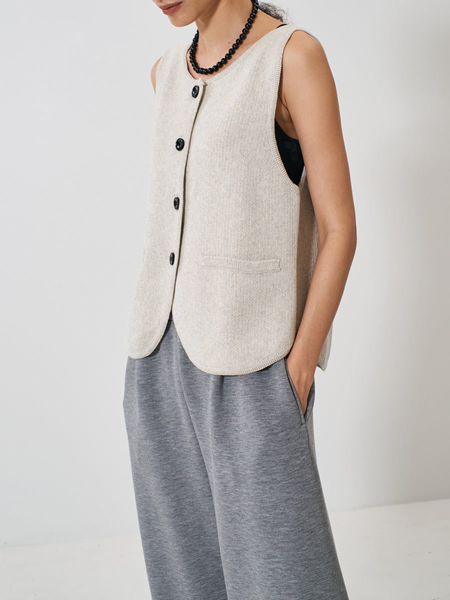 YENN BOAT NECK KNIT VEST Y261-91017