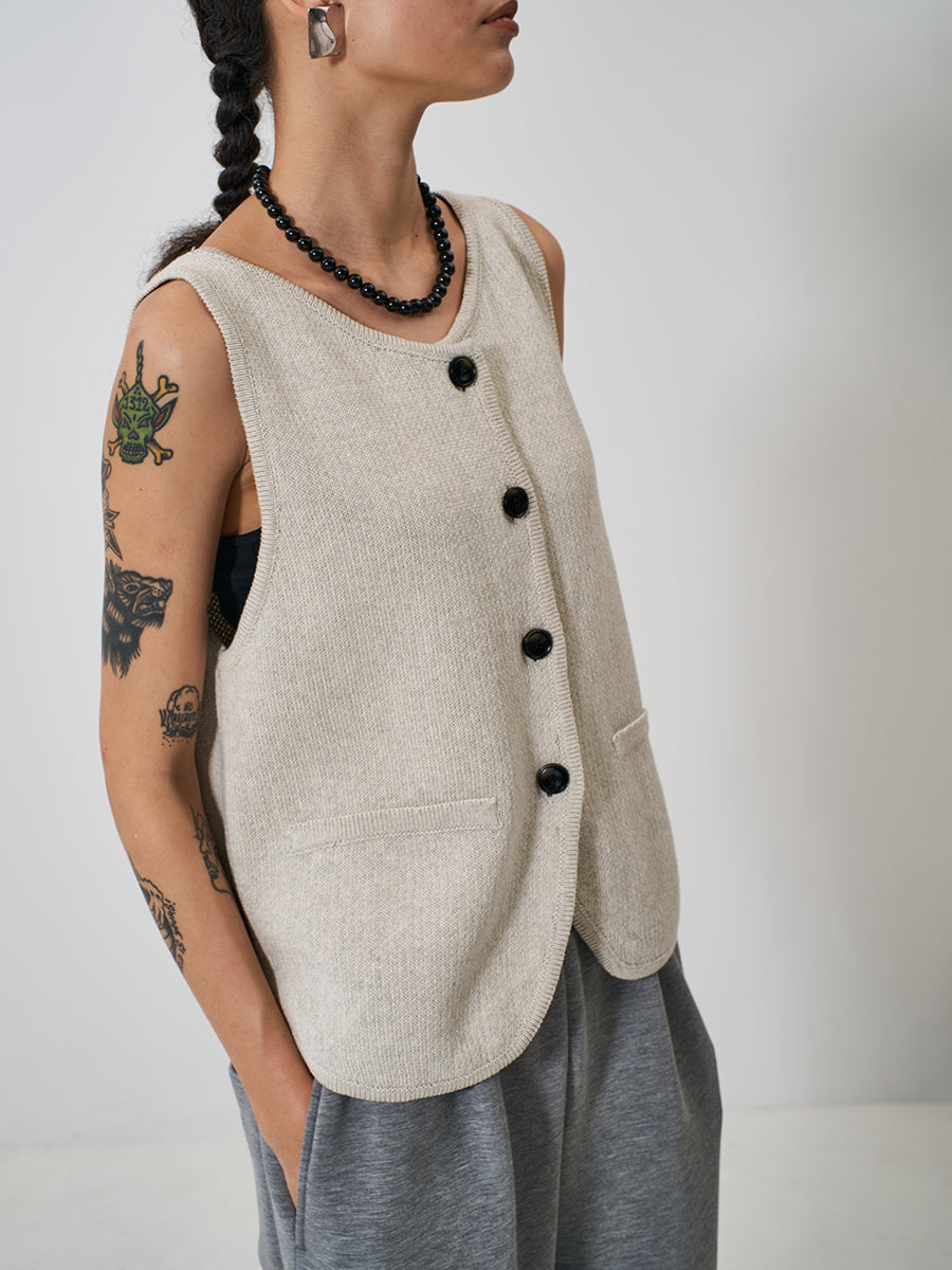 YENN BOAT NECK KNIT VEST Y261-91017