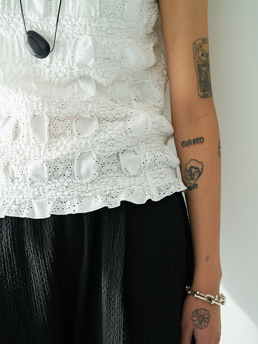 【予約販売】YENN SHRUNK LACE TANKTOP Y262-81053