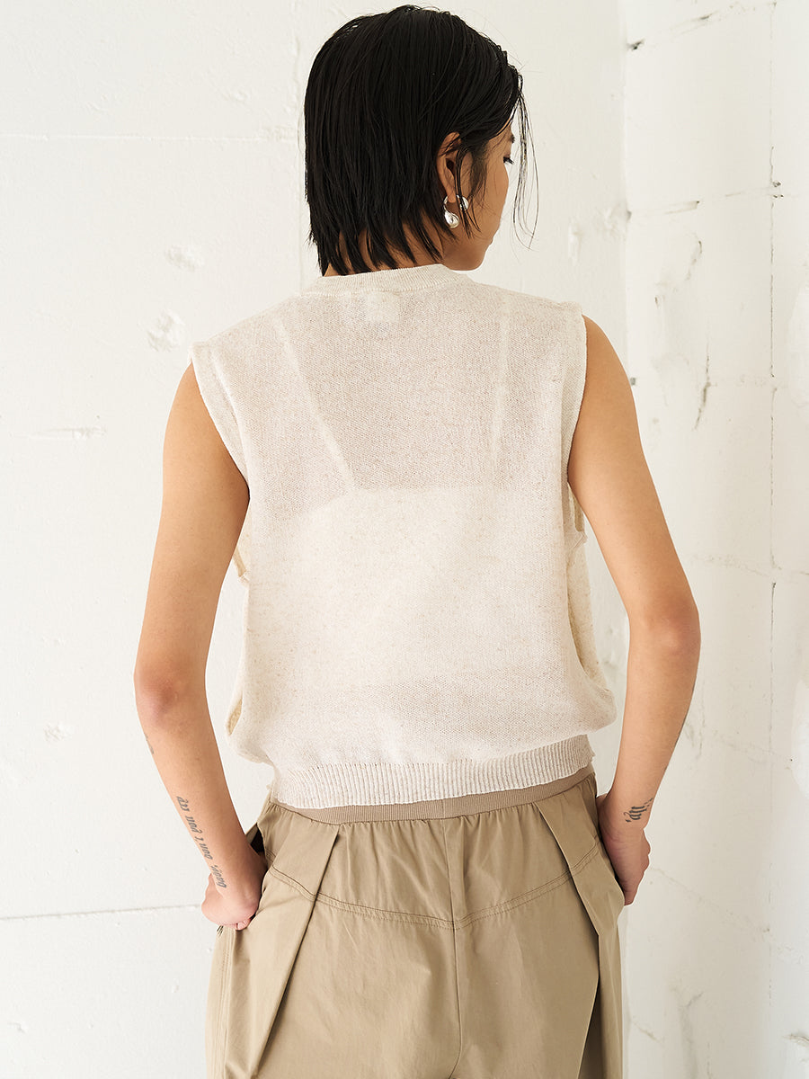 YENN LINEN SHEER VEST Y262-91061