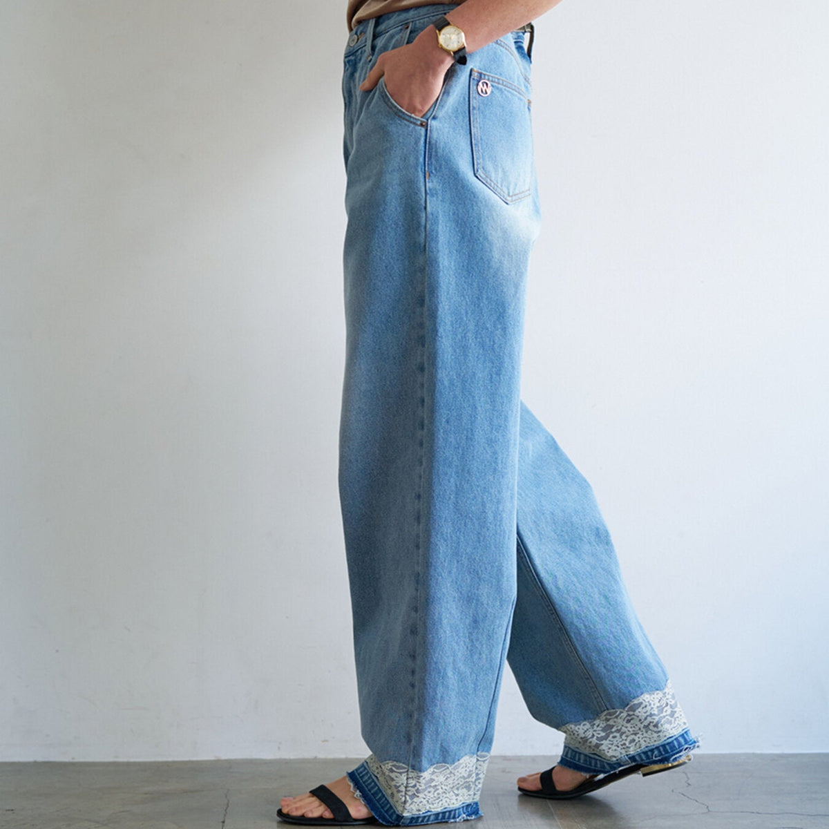 YENN LACE HEM TUCK DENIM Y263-31097