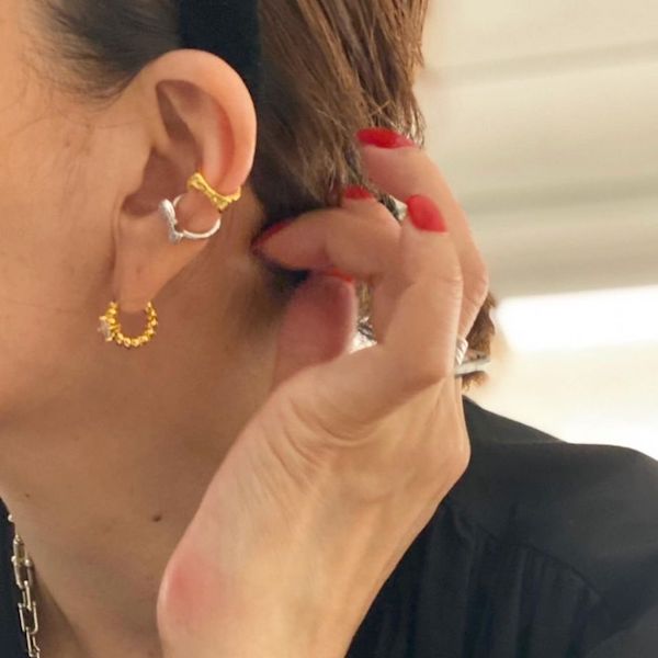 ツイストクリアビジューピアス