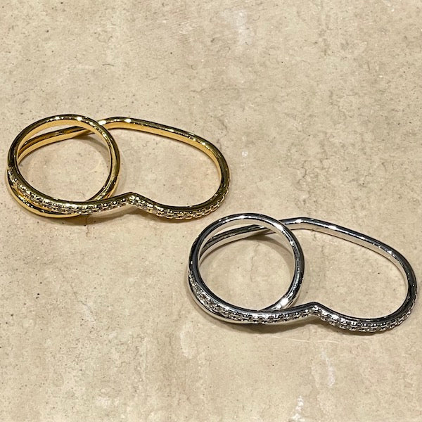 Heart double finger ring