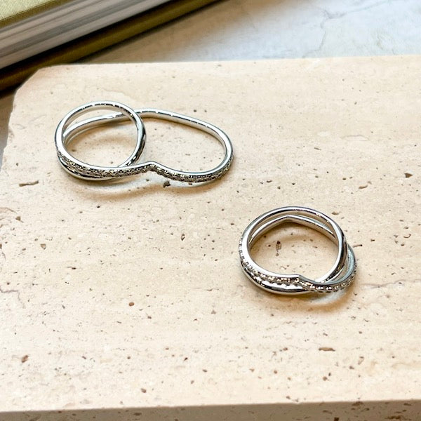 Heart double finger ring