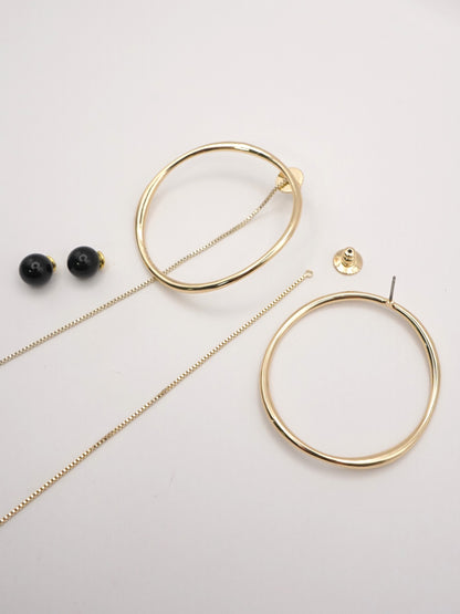 CHIGNON サークルフープオニキス3WAYピアス 0062-431SH