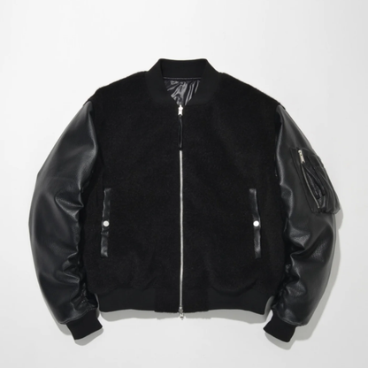 SUPERTHANKS Fur/Shrink faux leather Reversible Flight jacket ST264 JK02