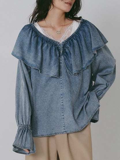 【予約販売】CHIGNON オーバーフリルデニムＢＬ1566-689BL