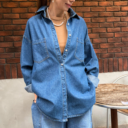 Maison de RUKA Hope刺繍入りオーバーサイズデニムシャツ