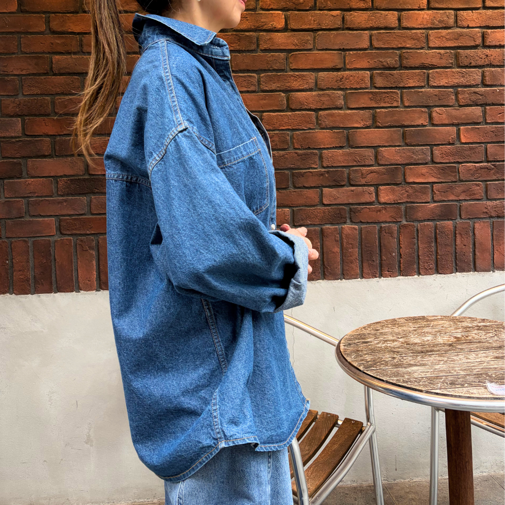 Maison de RUKA Hope刺繍入りオーバーサイズデニムシャツ