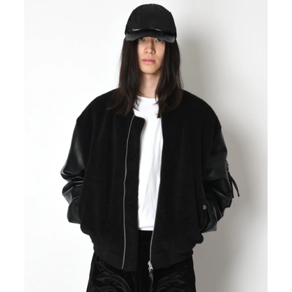 SUPERTHANKS Fur/Shrink faux leather Reversible Flight jacket ST264 JK02