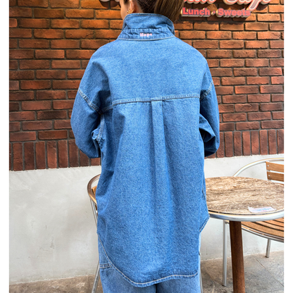 Maison de RUKA Hope刺繍入りオーバーサイズデニムシャツ