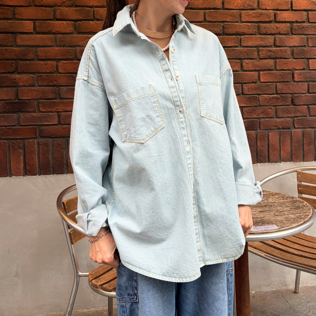 Maison de RUKA Hope刺繍入りオーバーサイズデニムシャツ