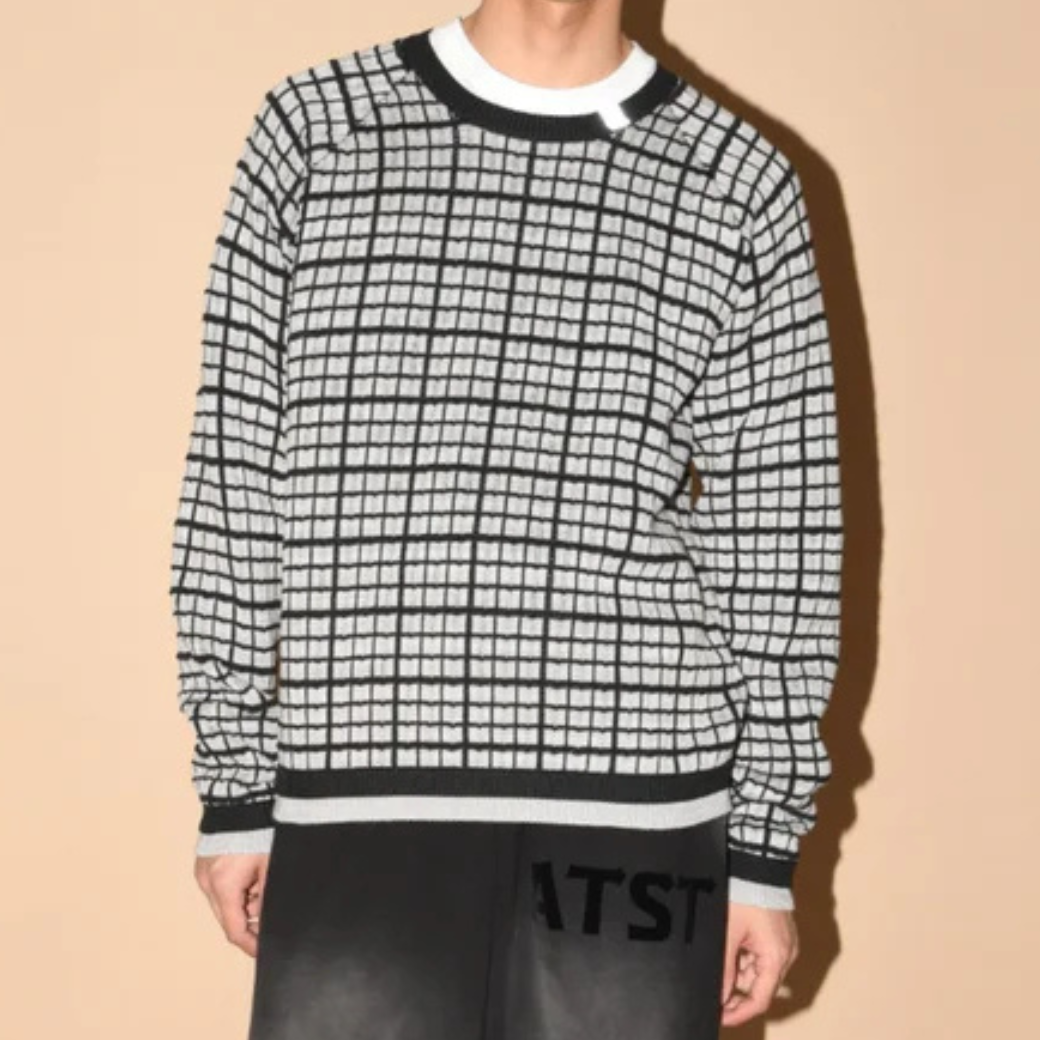 SUPERTHANKS Graph check Knit Crew-neck KT01