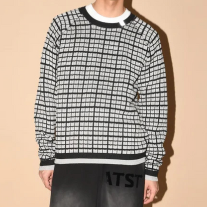 SUPERTHANKS Graph check Knit Crew-neck KT01