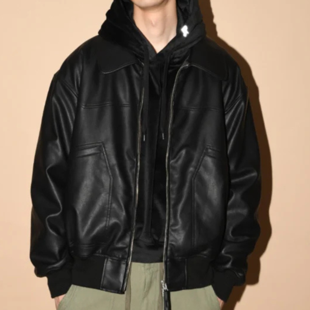 SUPERTHANKS Faux Leather Padded Blouson JK03A