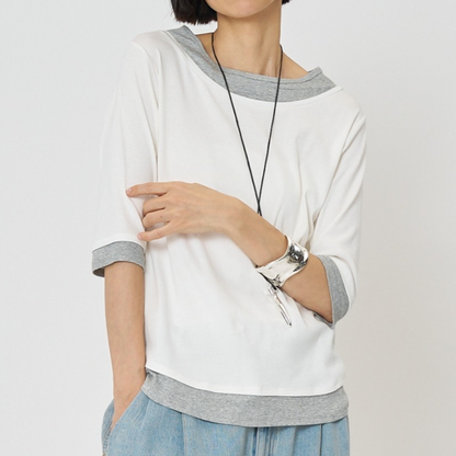 【予約販売】CHIGNON 配色テレコハーフスリーブPO 8261-108KK