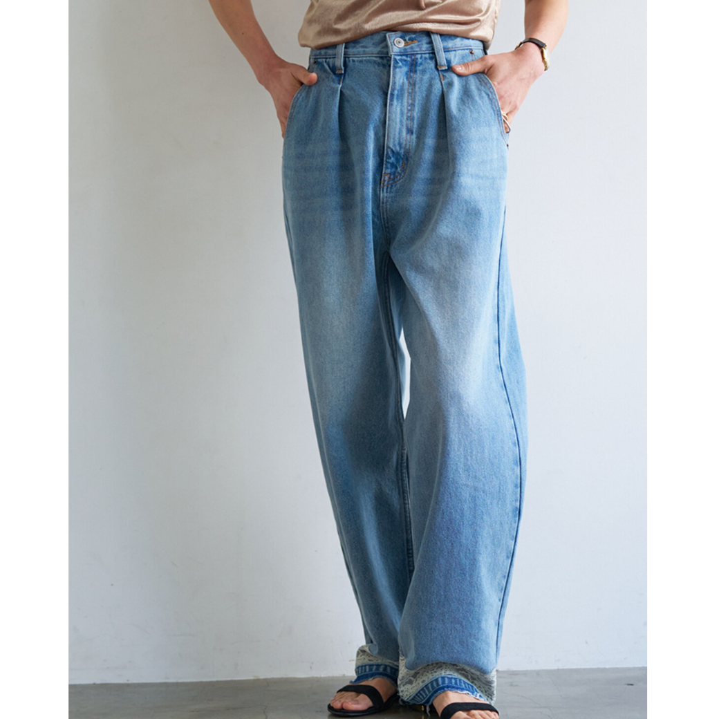 YENN LACE HEM TUCK DENIM Y263-31097