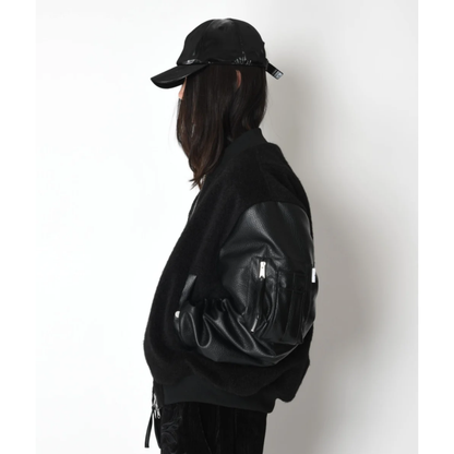 SUPERTHANKS Fur/Shrink faux leather Reversible Flight jacket ST264 JK02