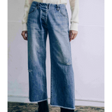 CaRouseLamBRa DAMEGED LOW RISE WIDE PANTS