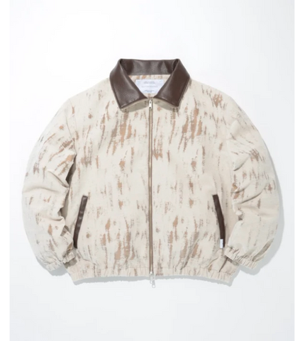 Damage jacquard stand-collar zip blouson