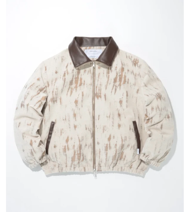 Damage jacquard stand-collar zip blouson