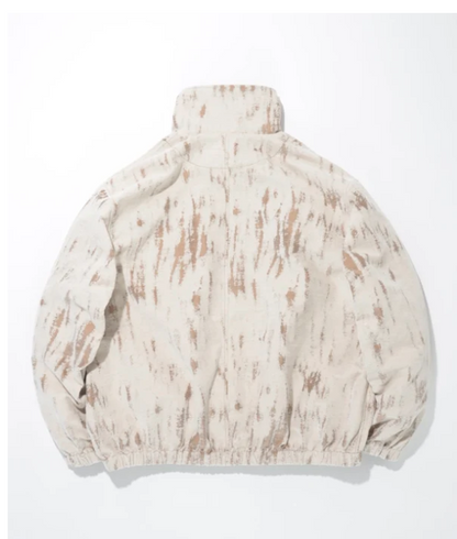Damage jacquard stand-collar zip blouson