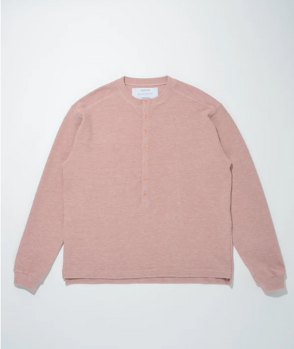 Waffle henley neck L/S T-shirt CS01