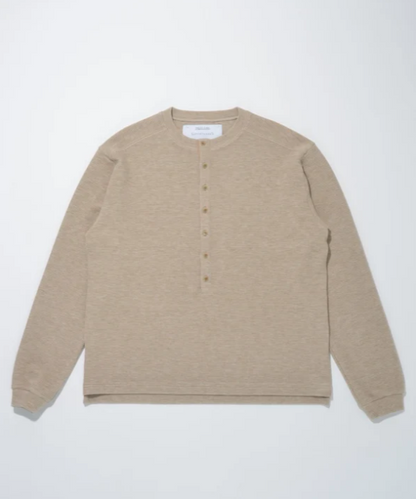 Waffle henley neck L/S T-shirt CS01