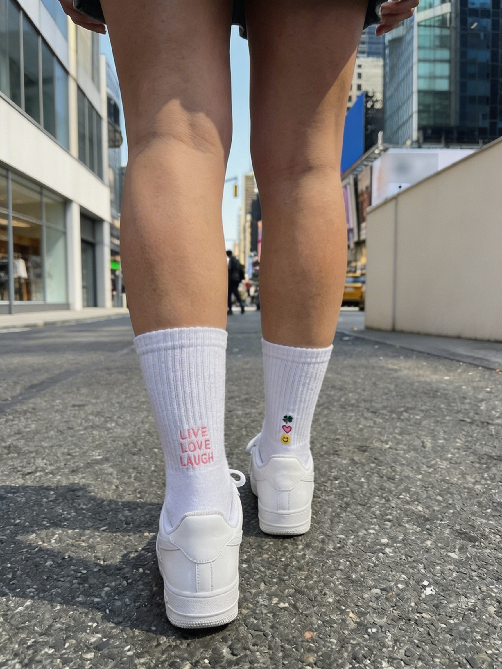 SPRAWLS メッセージ＆モチーフ刺繍 クルーソックス (White)