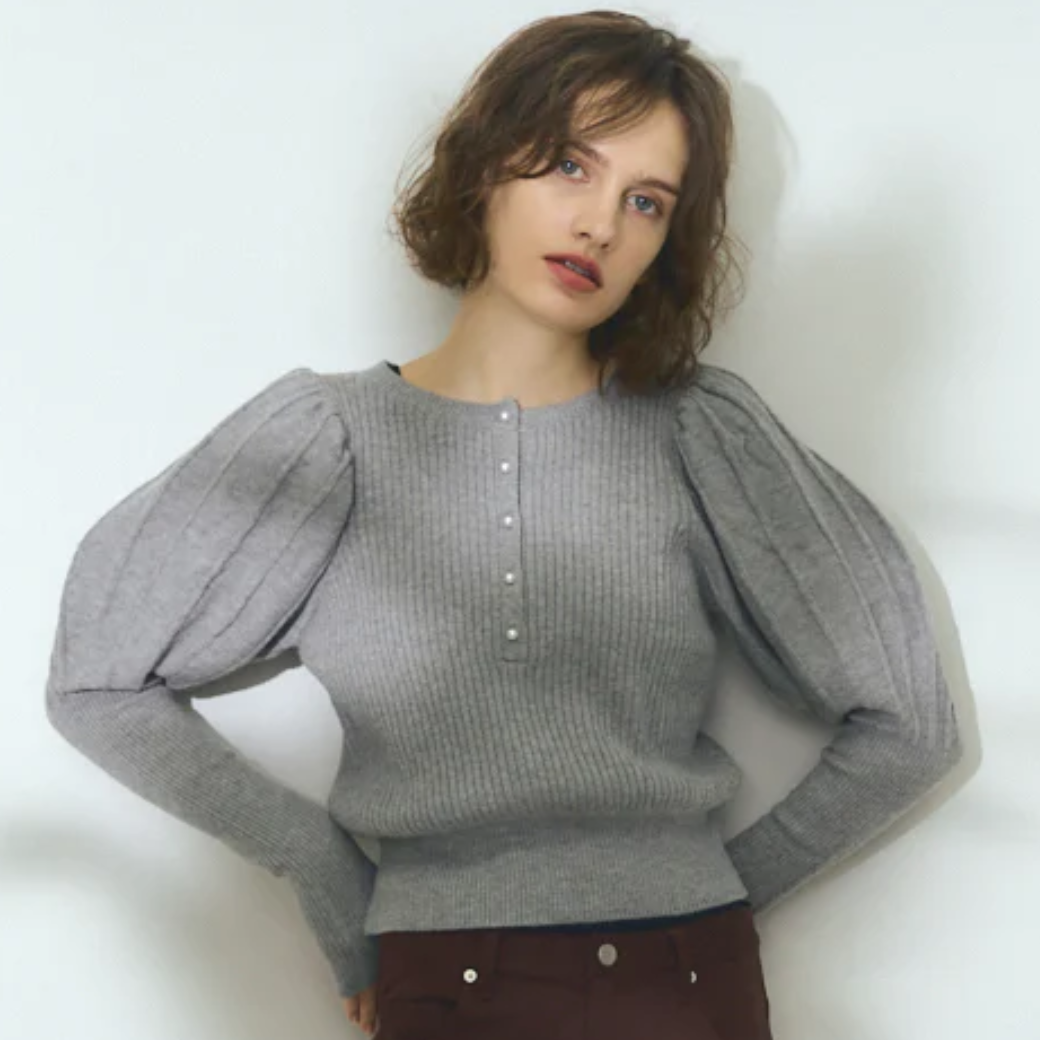 muel chic Colon knit デザインニット パールボタン