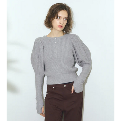 muel chic Colon knit デザインニット パールボタン